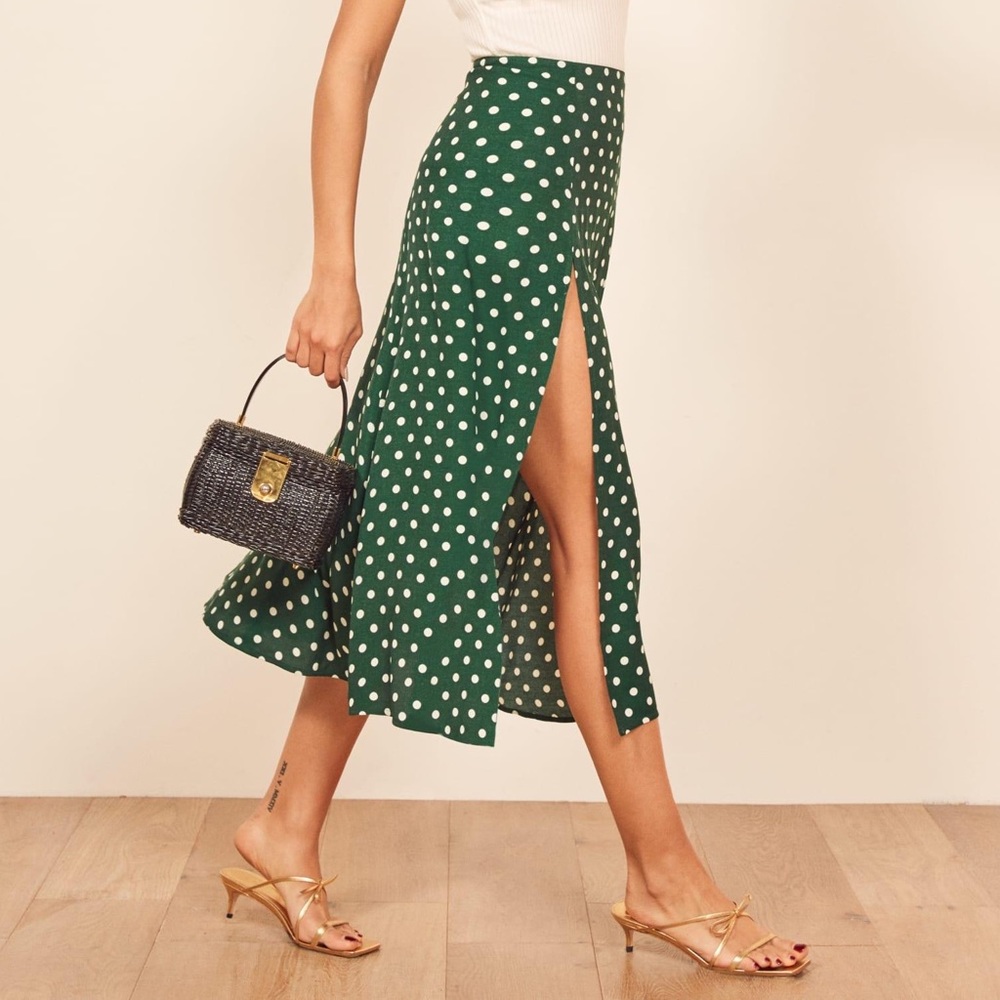 Reformation skirt with slit